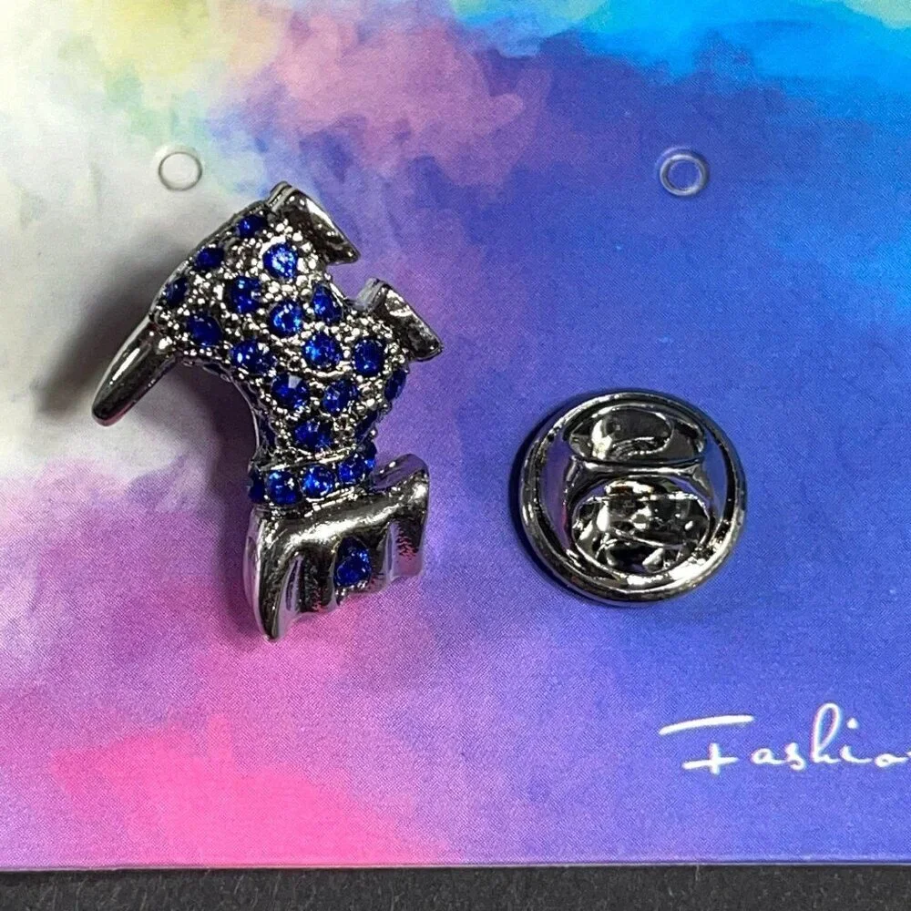 Yorkie Dog Puppy Lapel Pin Rhinestones Brooch Enamel Badge Accessories Jewelry